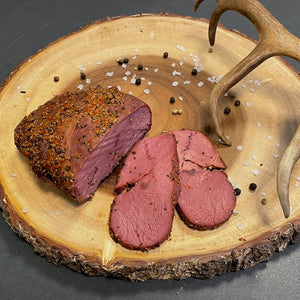 Swedish Wild hot smoked Hunter's Steak made from moose meat roast beef
